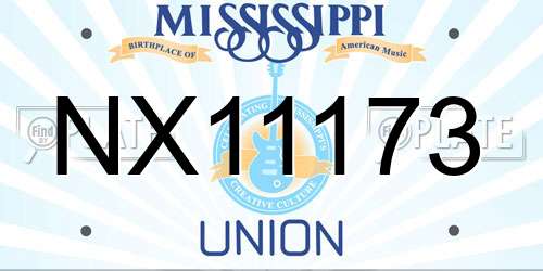 NX11173 Mississippi License Plate
