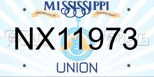 NX11973 Mississippi License Plate