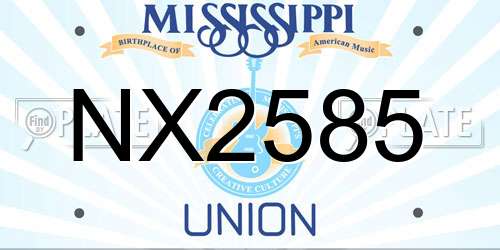 NX2585 Mississippi License Plate