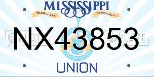 NX43853 Mississippi License Plate