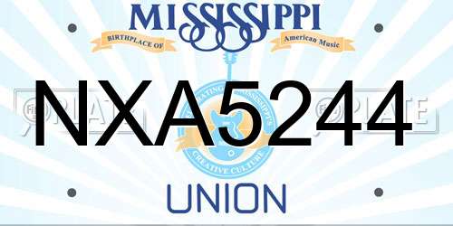 NXA5244 Mississippi License Plate