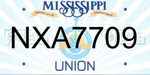 NXA7709 Mississippi License Plate