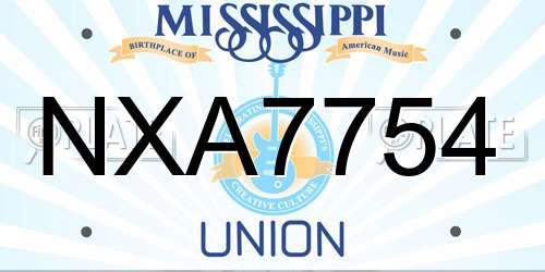 NXA7754 Mississippi License Plate