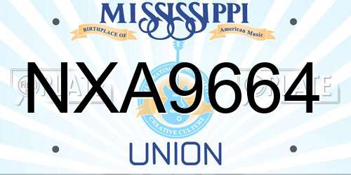 NXA9664 Mississippi License Plate