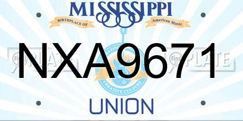NXA9671 Mississippi License Plate