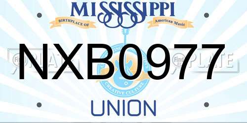 NXB0977 Mississippi License Plate
