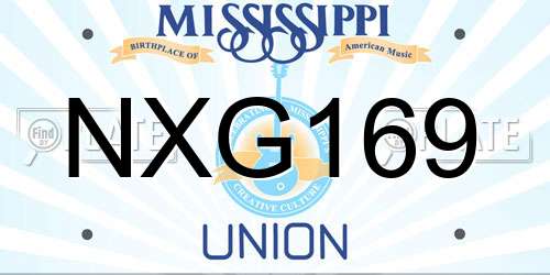 NXG169 Mississippi License Plate