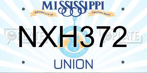 NXH372 Mississippi License Plate