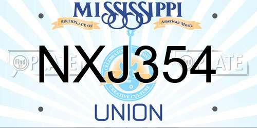 NXJ354 Mississippi License Plate