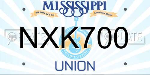 NXK700 Mississippi License Plate