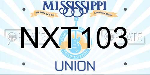 NXT103 Mississippi License Plate