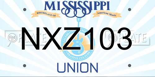 NXZ103 Mississippi License Plate