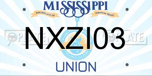 NXZI03 Mississippi License Plate