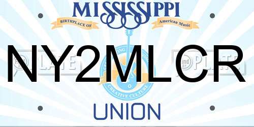 NY2MLCR Mississippi License Plate