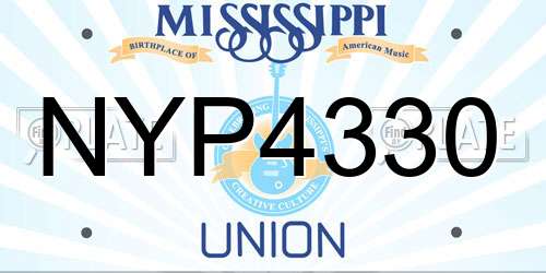 NYP4330 Mississippi License Plate