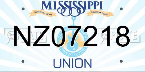 NZ07218 Mississippi License Plate