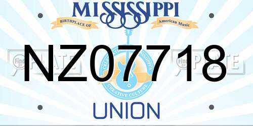 NZ07718 Mississippi License Plate