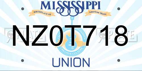 NZ0T718 Mississippi License Plate