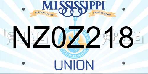 NZ0Z218 Mississippi License Plate