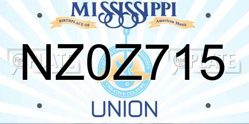 NZ0Z715 Mississippi License Plate