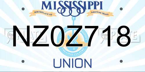 NZ0Z718 Mississippi License Plate