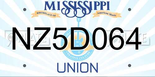 NZ5D064 Mississippi License Plate