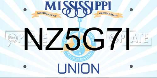 NZ5G7I Mississippi License Plate