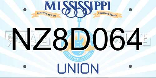 NZ8D064 Mississippi License Plate