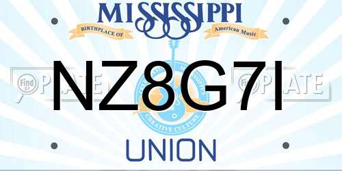 NZ8G7I Mississippi License Plate