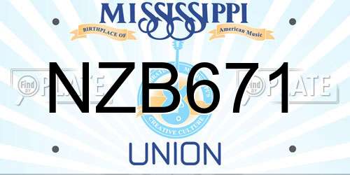 NZB671 Mississippi License Plate