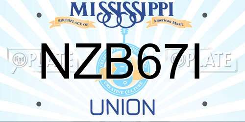 NZB67I Mississippi License Plate