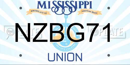 NZBG71 Mississippi License Plate