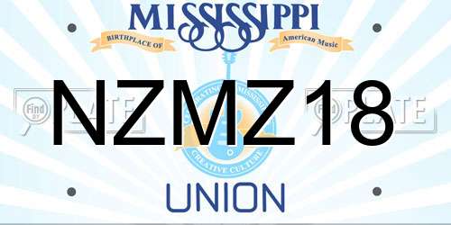 NZMZ18 Mississippi License Plate