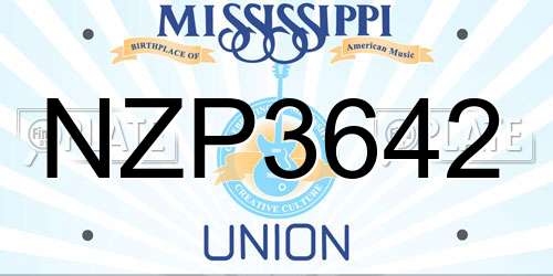 NZP3642 Mississippi License Plate