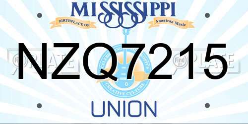 NZQ7215 Mississippi License Plate