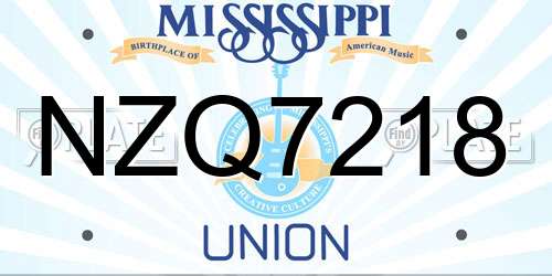 NZQ7218 Mississippi License Plate