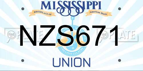 NZS671 Mississippi License Plate