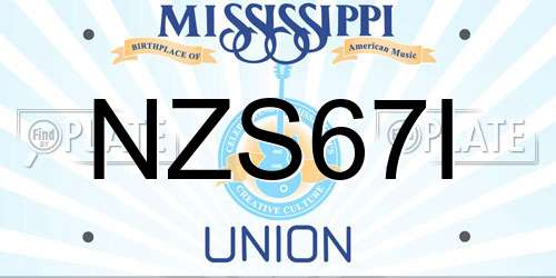 NZS67I Mississippi License Plate
