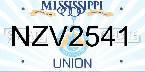 NZV2541 Mississippi License Plate