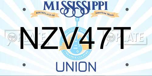 NZV47T Mississippi License Plate