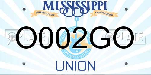 O002GO Mississippi License Plate