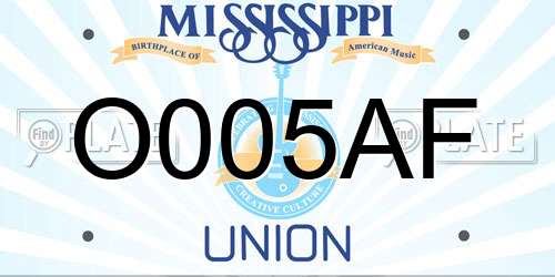 O005AF Mississippi License Plate