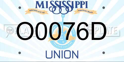O0076D Mississippi License Plate