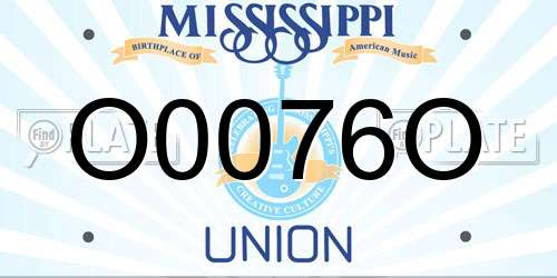 O0076O Mississippi License Plate