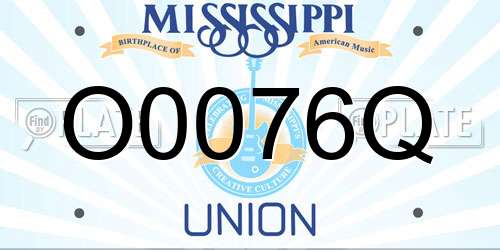 O0076Q Mississippi License Plate
