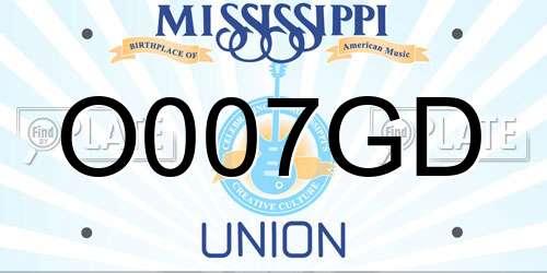 O007GD Mississippi License Plate