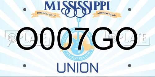 O007GO Mississippi License Plate