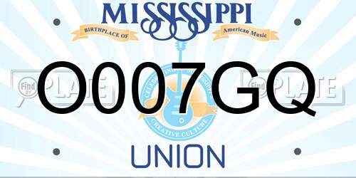 O007GQ Mississippi License Plate