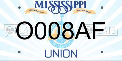 O008AF Mississippi License Plate