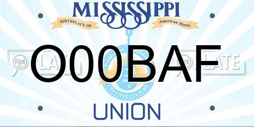 O00BAF Mississippi License Plate